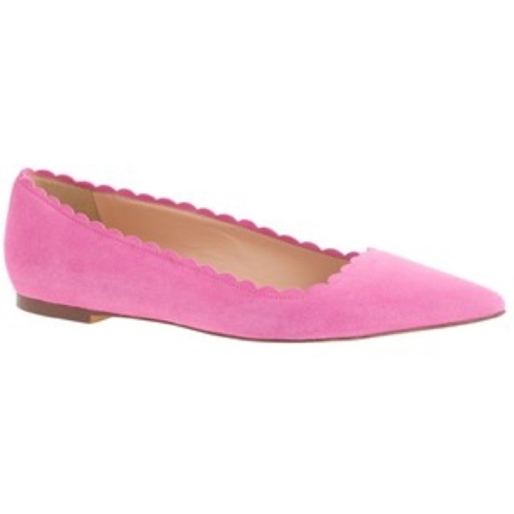 J.Crew Women's Pink Harper Scalloped Suede Flats